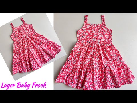 Layer Baby Frock cutting and stitching | Strap Layer Baby Frock cutting and stitching