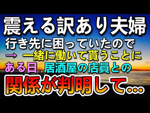 【感動する話】公園で出会った訳あり夫婦を家に誘った。困っていたので一緒に働いてもらうことに…ある日居酒屋の店員と夫婦の妻との驚きの関係が判明し…