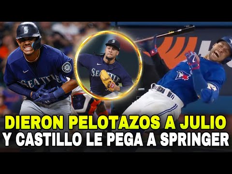 LE PEGARON A JULIO RODRÍGUEZ Y CASTILLO SE VENGA CON PELOTAZO, Blue Jays vs Mariners - MLB BASEBALL