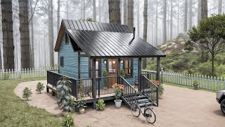 Small House Design (4x5 Meters) (13x16 ft) at Nature | Tiny House Full Tour