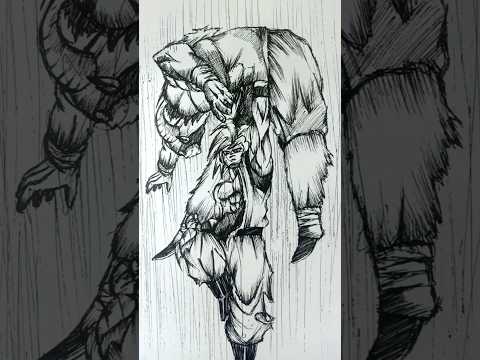 Speed Drawing Stick-man Goku vs Moro 😳//#anime #drawing #shorts