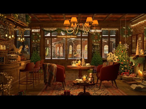 Stay Warm in 4K Cozy Coffee Shop 🎄 Piano Jazz Music for Relaxing, Studying and Working