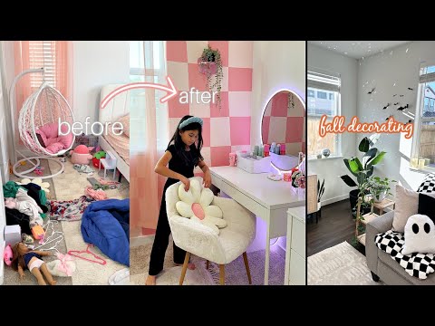 VLOG Fall Decorating | Cleaning My Tween's Room & Packing for a Trip!