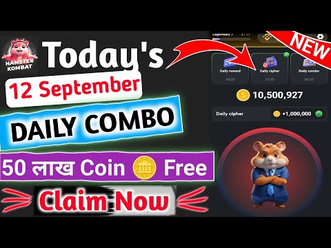 #12Sept Today Daily Combo Card | Hamster Kombat Daily Cipher Code | hamster Combo Today 12 September