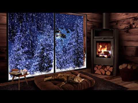 Cozy Hut with Crackling Fireplace, Snow and Wind - Winter Ambience Sounds for Sleeping