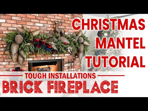 Christmas Mantel Garland Tutorial | Mastering Tough Installations - Brick Fireplace