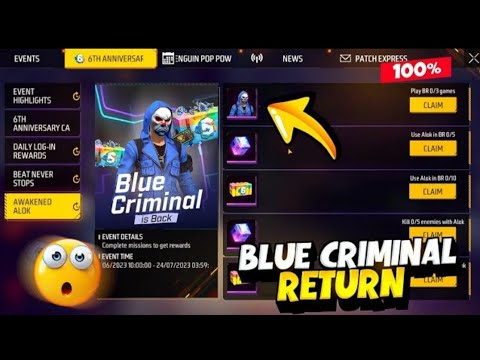 Blue Criminal Bundle Return Free Fire | Demon Slayer x Free Fire Rewards | FF New Event