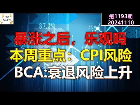 ✨【投资TALK君1193期】暴涨之后，乐观吗？BCA：衰退风险上升！本周重点：CPI风险✨20241110#CPI #nvda #美股 #投资 #英伟达 #ai #特斯拉