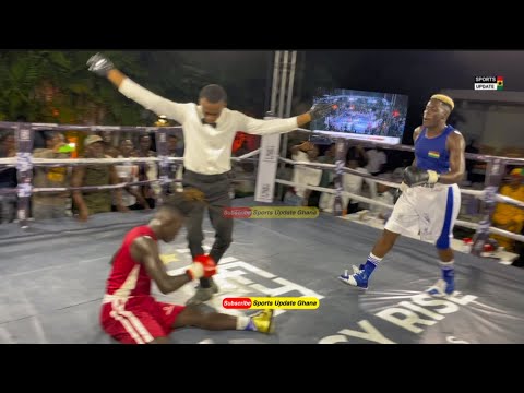 Cracker!!! Ambitious Tilapia K.Os Thomas Ayaatoya in Round 3 of fight + Bukom Banku ring walk