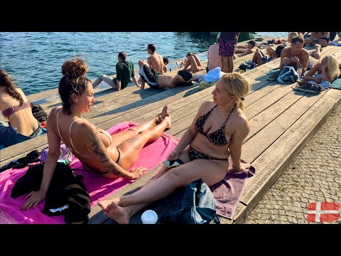 One Hot Day At 🇩🇰Christians Brygge Harbor Beach, Copenhagen Denmark, 4k Walking Tour