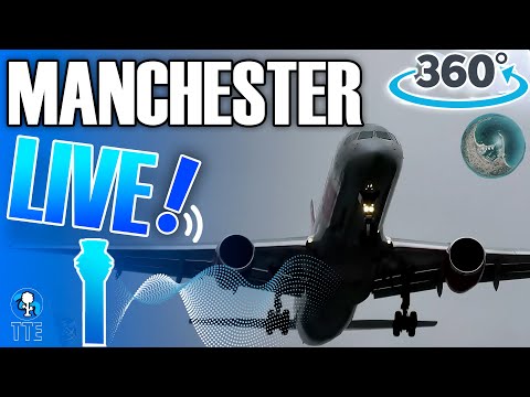 Manchester Airport Live in 360 Degrees LOW LANDINGS #planespotting #manchesterairportlive