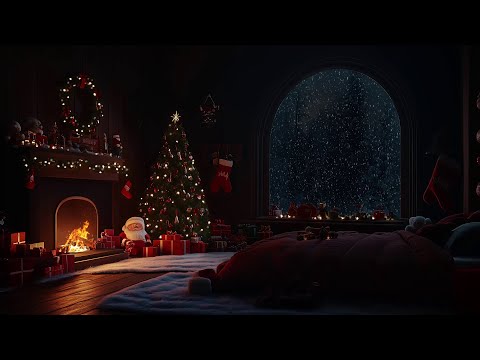 🎄Peaceful Christmas Ambience | Cozy Bedroom, Snowy Winds & Fireplace Sounds ☃️