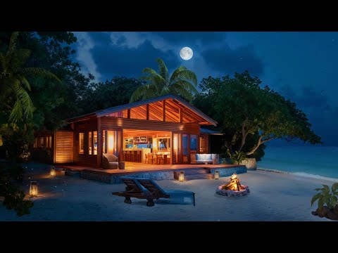 Moonlit Beach Escape 🌊 | Gentle Waves and Night Ambience for a Peaceful, Serene Retreat