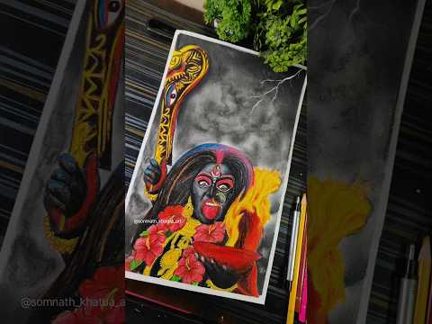 Maa Kali Angry 🔥Face Drawing ✍️❤️‍🩹🔥 Kali Thakur #shorts #maakali #kalipuja #colorpencil #drawing