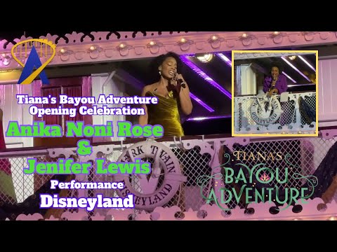 Anika Noni Rose and Jenifer Lewis perform at Disneyland for the opening of Tiana's Bayou Adventure