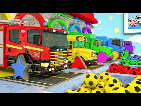 Wheels On the Bus - Soccer ball and five star figures - Baby Nursery Rhymes & Kids Songs