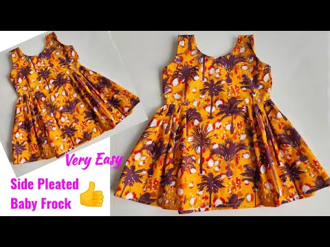 2-3 Year Side Pleated Baby Frock cutting and stitching | Baby Frock cutting and stitching