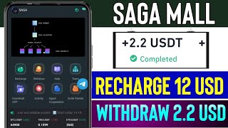 Saga Mall Per Day $10- 100 USDT Earning App, Free USDT Shopping Mall App