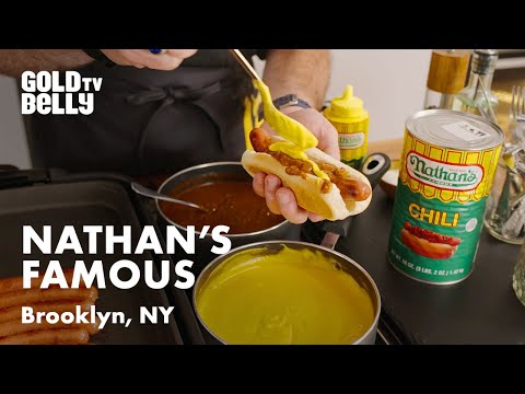 Watch Nathan's Famous Hot Dogs Cook Up Their Signature Chili Cheese Dog