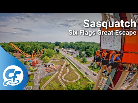 Sasquatch Turbo Drop tower 5K POV @60fps Six Flags Great Escape