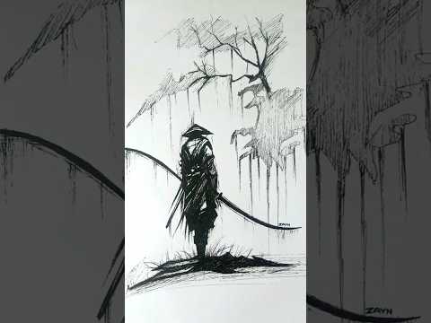 Speed Drawing Stick-man Samurai 😳//#anime #drawing #shorts