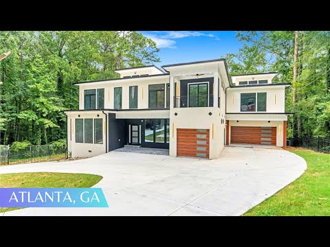 Elegant Modern Estate Home on 1 Acre w/ Skylight Windows + Wine Cellar + 3 Decks FOR SALE in Atlanta