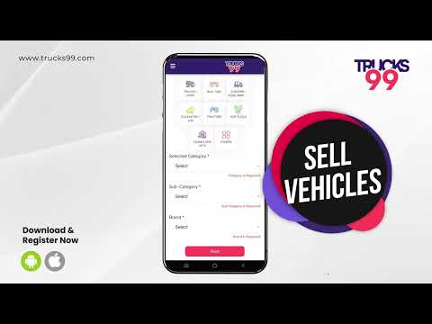 Free android app to Buy and Sell used commercial vehicles Bus,Van,Trucks and earth movers Trucks99