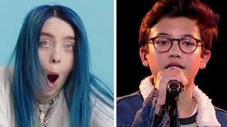 Billie Eilish reacting | Justin - 'Lovely' | The Voice Kids | VTM