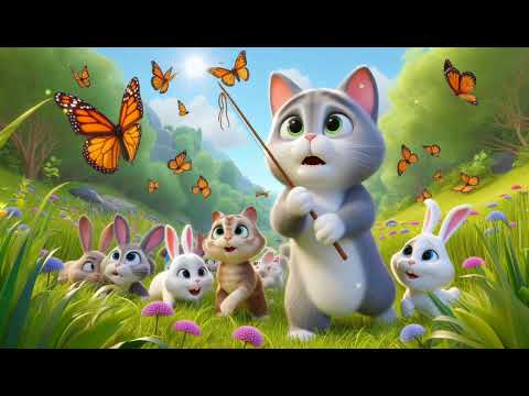 The Cat and Bunnies Go Butterfly Hunting – Hilarious Fun and Playful Nursery Rhymes Song