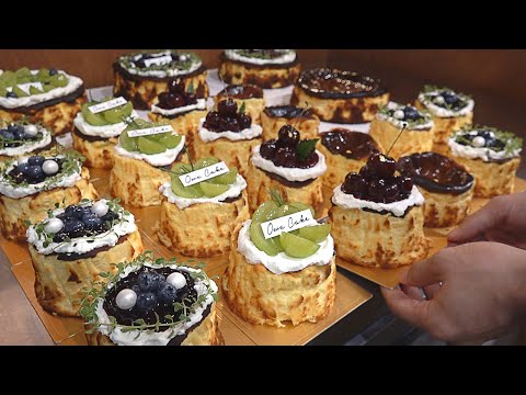 치즈케이크 Full of Cream Cheese! Fruit Basque Cheesecake Making - Korean Bakery