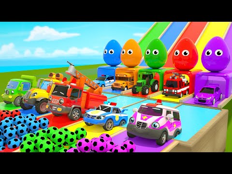 Finger Family - colorful vehicles, soccer balls and giant eggs - Baby Nursery Rhymes & Kids Songs