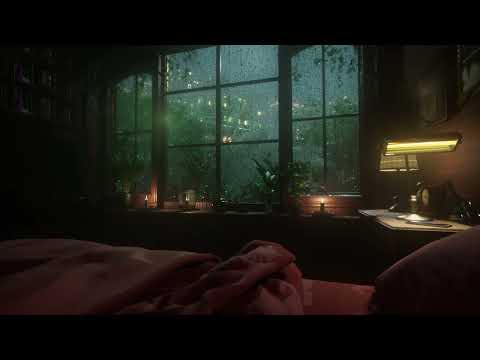 Cozy Rainy Night Bedroom Ambience | Rain & Thunder Sounds for Sleep | Rain on Window | 8 Hours