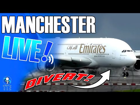 STORM ASHLEY!🌊EMIRATES A380 DIVERT! Manchester Airport Live! #planespotting #manchesterairportlive