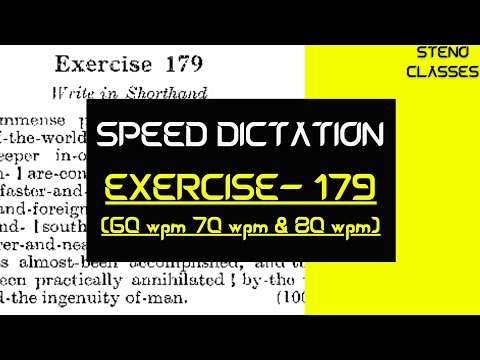 Speed Dictation of Exercise 179 | Pitman Shorthand (English) | 2022