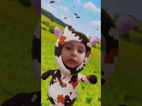 Child Runs from Flies in Hilarious Cow Outfit #shorts #funnyvideo #cowcostume #youtubeshorts