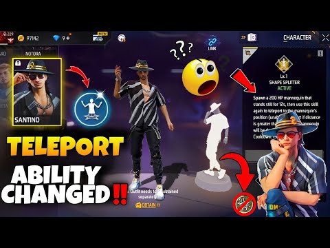 Santino character ability changed freefire telugu | Teleport ability changed freefire telugu