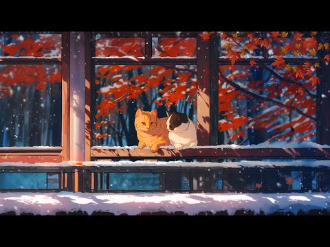 Snow Day ☃️😻 winter lofi - lofi study music ❄️  gazing at the snowy sky || Lofi With My Cat