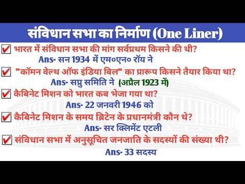 samvidhan ka nirman in hindi |  samvidhan ka nirman mcq in hindi | samvidhan nirman question answer