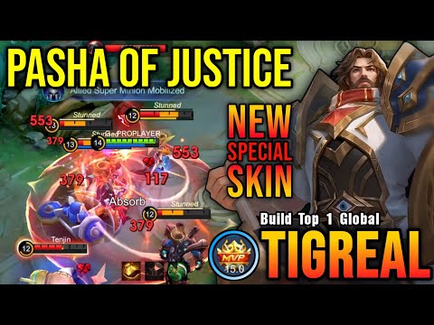 MVP 15.0 Points!! Phasa of Justice Tigreal New SPECIAL Skin!! - Build Top 1 Global Tigreal ~ MLBB