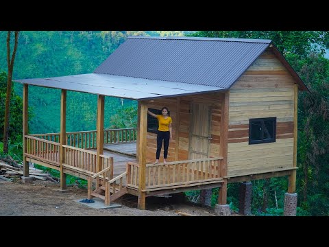 TIMELAPSE: START to FINISH Alone Build a wooden house in the mountain - home decoration, make tables