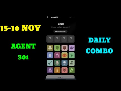 Agent 301 Daily combo card 15-16 November | Agent 301 Puzzle Solved Today 15 November | Major Puzzle