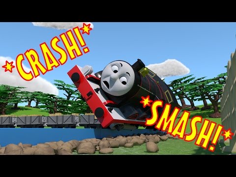 TOMICA Thomas and Friends Slow Motion Crashes: James CRASHES into a Field!