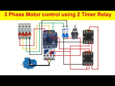 3-Phase Motor Control Using 2 Timer Relays | adjustable auto on off delay timer circuit | timer