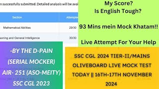 SSC CGL 2024 Mains/Tier-2 Oliveboard Live Test Today 16th-17th Nov. 2024||Live Attempt for your help