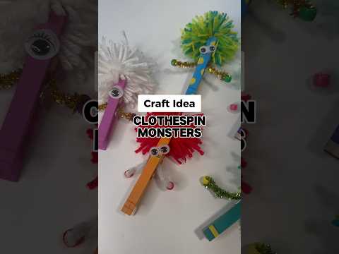 Easy Halloween Craft Idea 🎃 How To Make Clothespin Monsters Using Acrylic Paint Markers #shorts