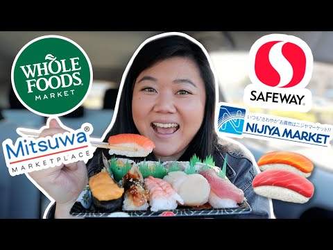 TRYING EVERY SUPERMARKET SUSHI! 🍣🍱 (Safeway, Whole Foods, Mitsuwa, Nijiya + more)