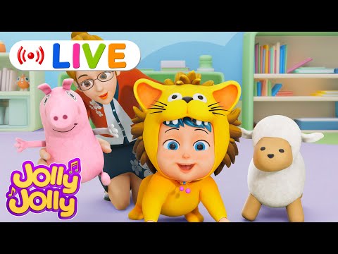 LIVE🔴Old MacDonald had a farm, Three little kittens + More | Jolly Jolly & Animals - Best Kids Songs