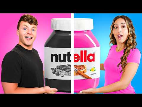 Eating PINK vs BLACK Food Challenge!