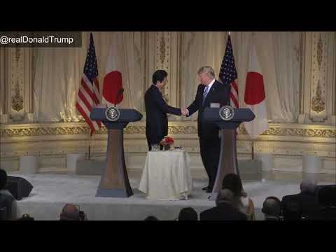 安部首相が米国訪問した日の映像、トランプ大統領が歓迎 　2018年 4月