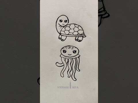 Simple drawing shorts || how to draw a tortoise and jellyfish || VIKRAM MFA || #simple #drawing